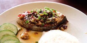 Grilled mackerel with chilly paste