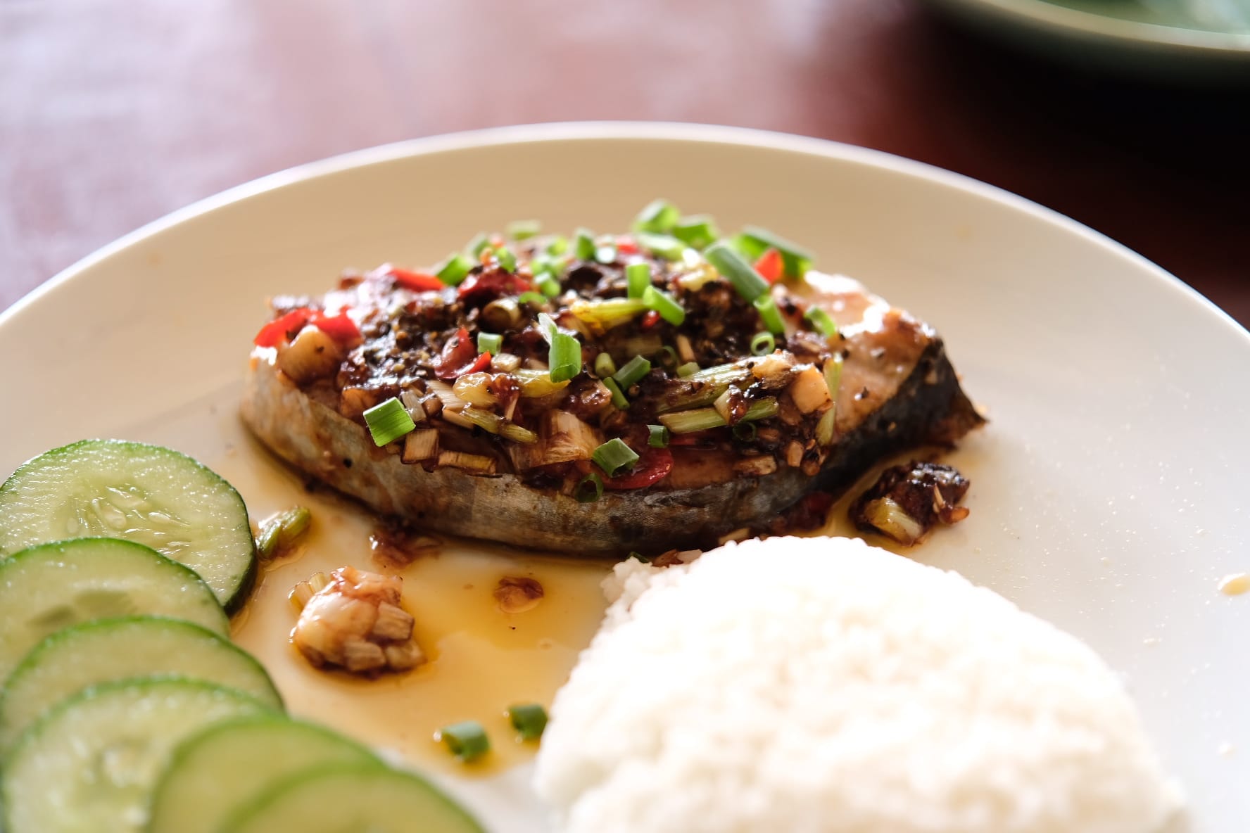 Grilled mackerel with chilly paste