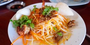 Mango salad with shrimps and pork