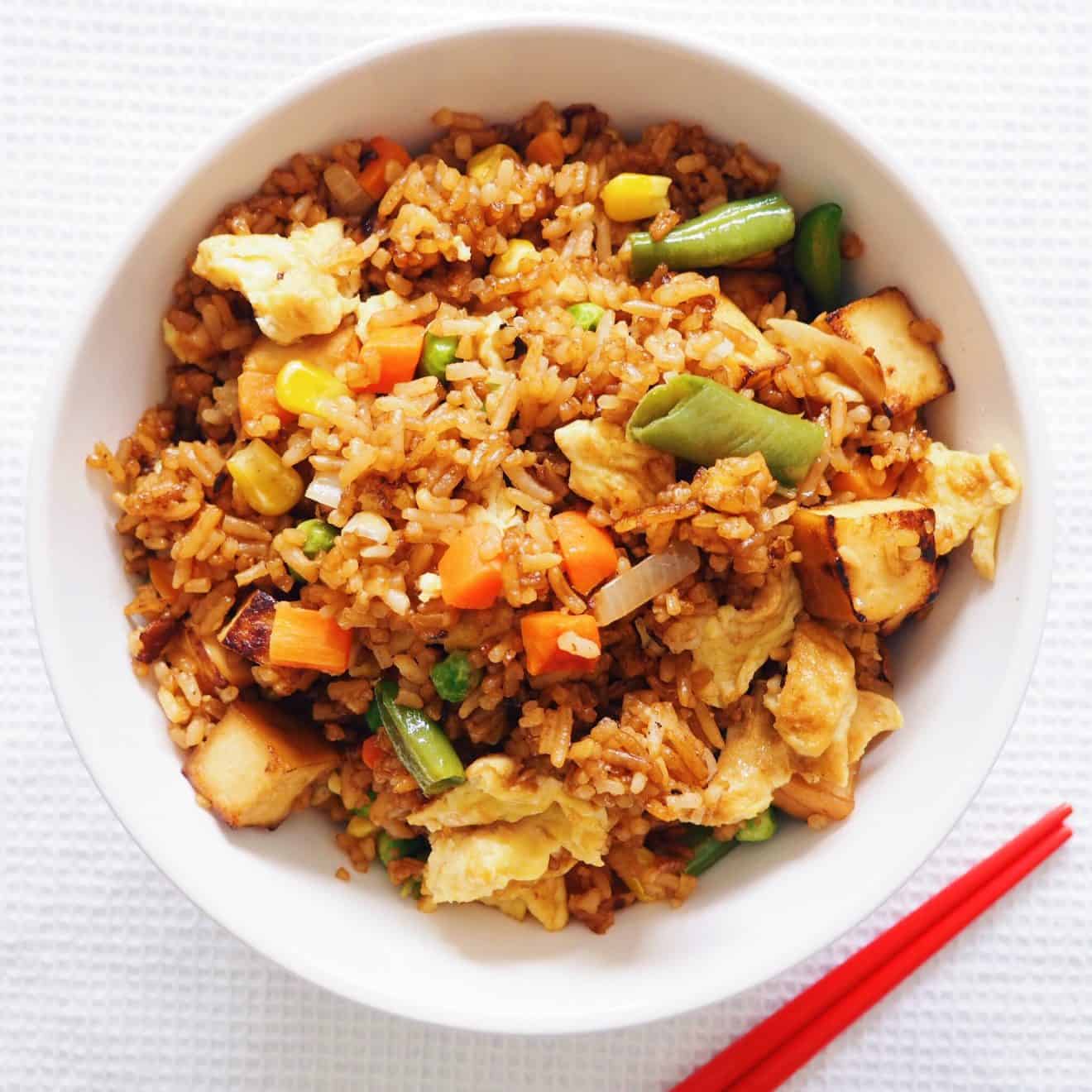 Fried rice with egg and tofu ( Vegetarian) - Gluten free