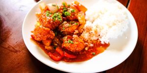 Sweet and sour prawns