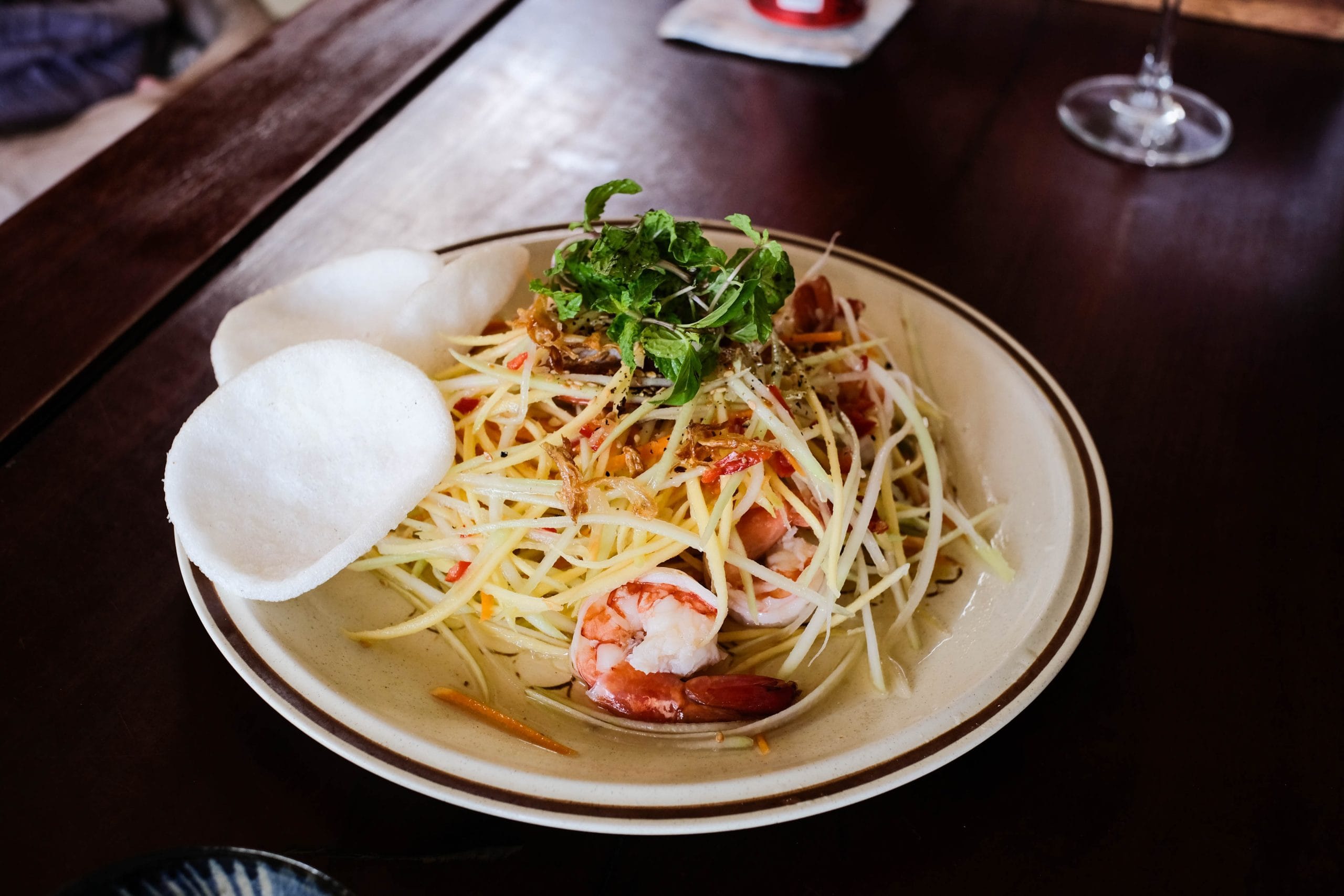 Papaya salad with shrimp and squid