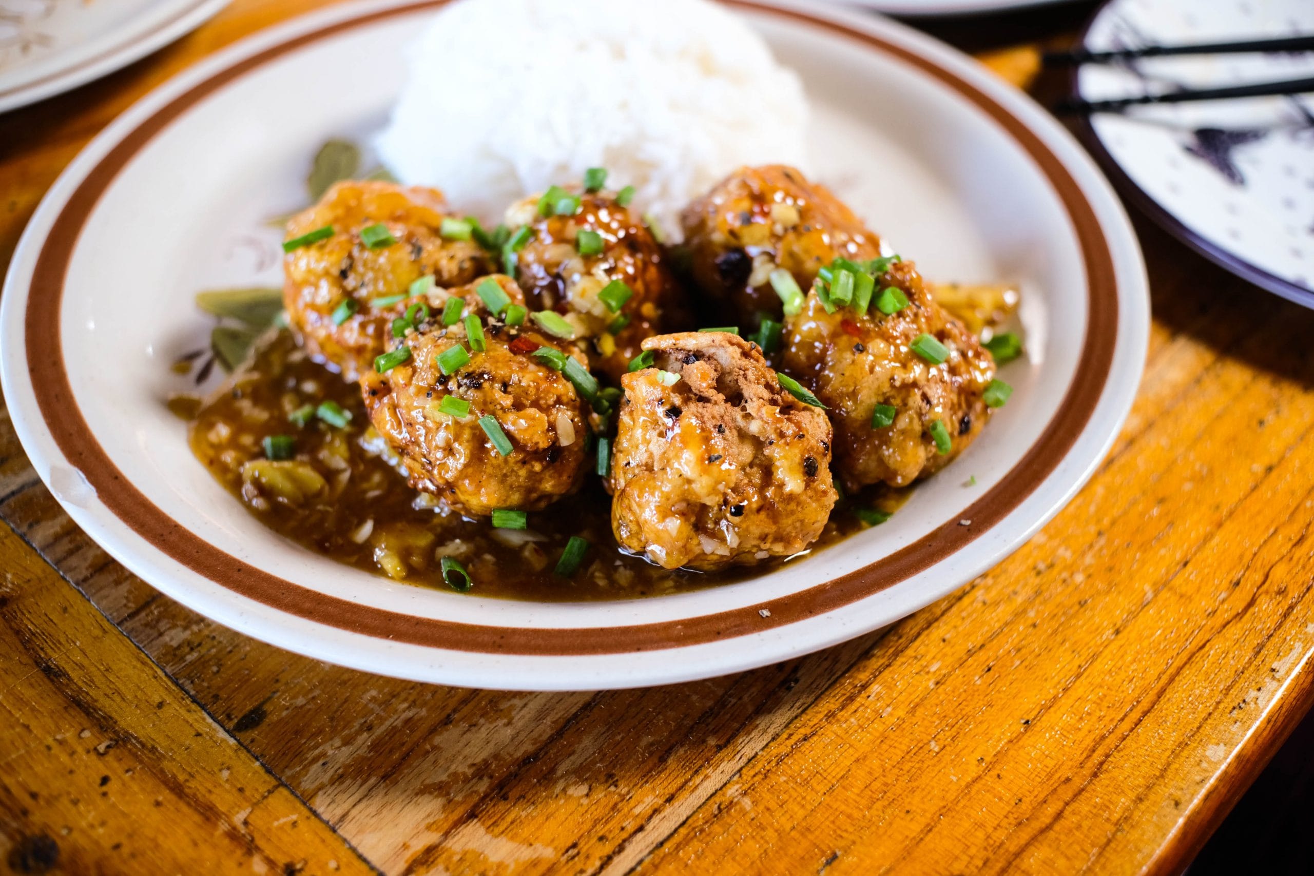 Orange tofu balls (Vegan orange chicken Panda express style)
