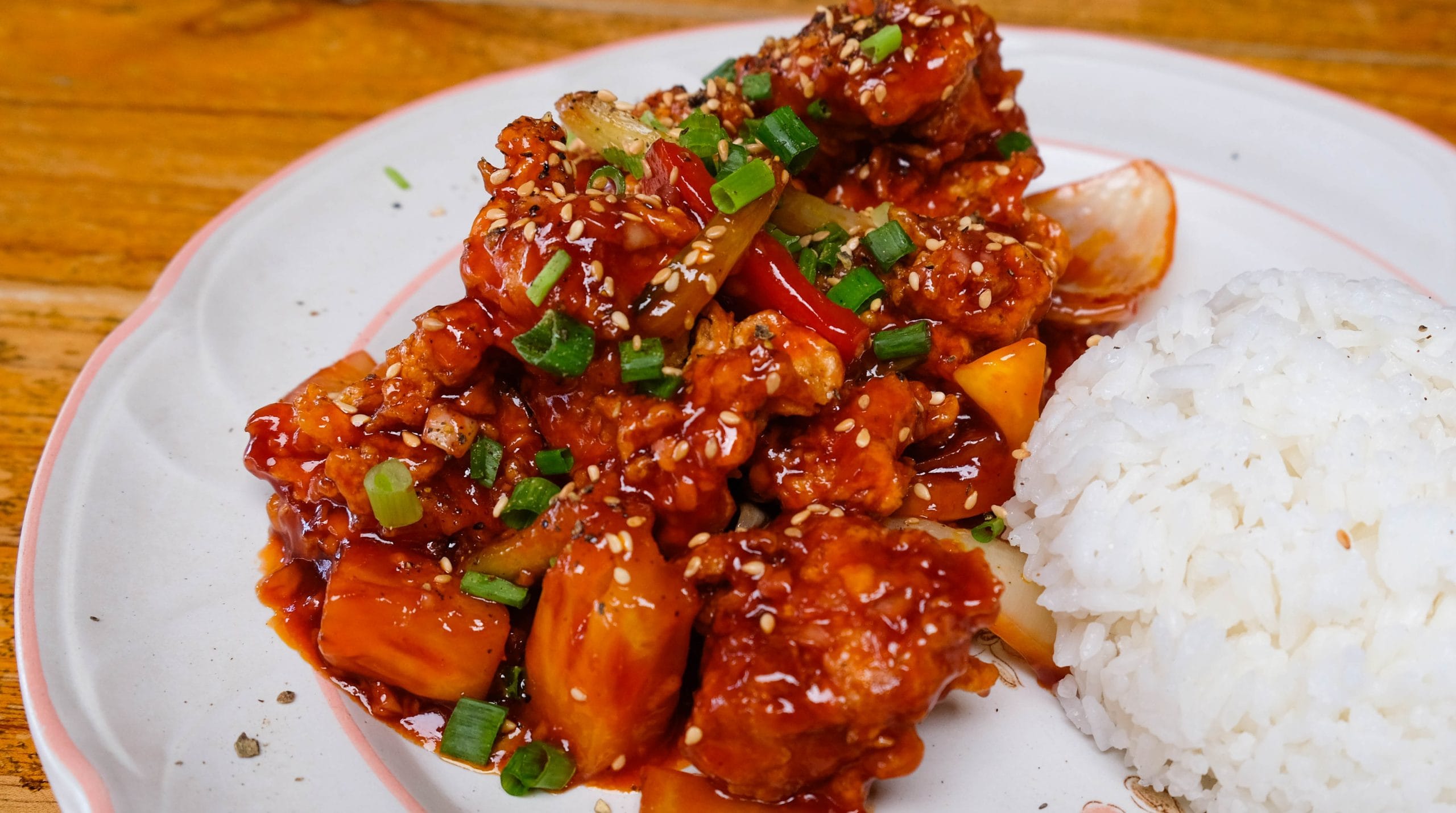 Crispy chicken with sweet and sour sauce ( Sweet fire chicken breast)